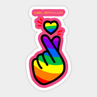 Girl with luv: celebrate the pride rainbow Sticker